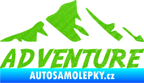 Samolepka Krajina hory 040 turistika, nápis Adventure 3D karbon zelený kawasaki