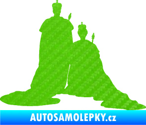 Samolepka Král a královna  3D karbon zelený kawasaki