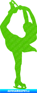 Samolepka Krasobruslení 003 pravá krasobruslařka 3D karbon zelený kawasaki