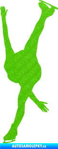 Samolepka Krasobruslení 005 levá krasobruslařka 3D karbon zelený kawasaki