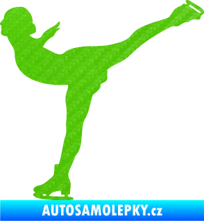 Samolepka Krasobruslení 014 levá krasobruslařka 3D karbon zelený kawasaki