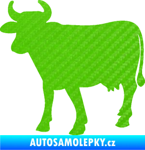 Samolepka Kráva 002 levá 3D karbon zelený kawasaki