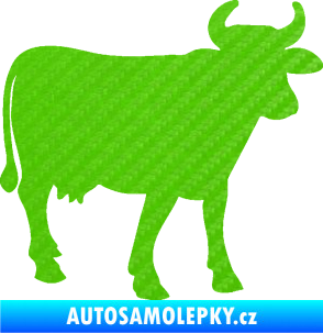 Samolepka Kráva 002 pravá 3D karbon zelený kawasaki