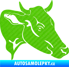 Samolepka Kráva 003 pravá 3D karbon zelený kawasaki