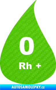 Samolepka Krevní skupina 0 Rh+ kapka 3D karbon zelený kawasaki