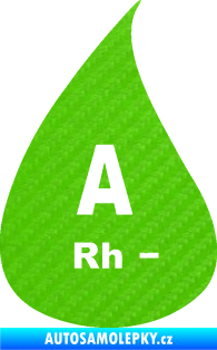 Samolepka Krevní skupina A Rh- kapka 3D karbon zelený kawasaki