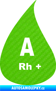 Samolepka Krevní skupina A Rh+ kapka 3D karbon zelený kawasaki