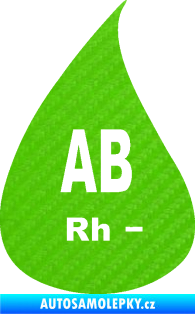 Samolepka Krevní skupina AB Rh- kapka 3D karbon zelený kawasaki