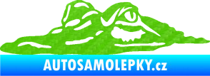 Samolepka Krokodýl 003 levá hlava na hladině 3D karbon zelený kawasaki