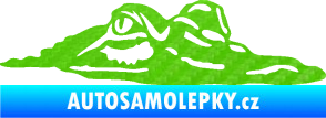 Samolepka Krokodýl 003 pravá hlava na hladině 3D karbon zelený kawasaki