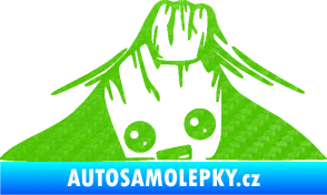 Samolepka Kuk 007 levá Groot vykukuje 3D karbon zelený kawasaki