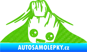 Samolepka Kuk 007 pravá Groot vykukuje 3D karbon zelený kawasaki