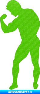 Samolepka Kulturista 005 levá 3D karbon zelený kawasaki