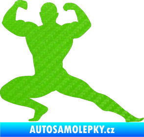 Samolepka Kulturista 015 pravá 3D karbon zelený kawasaki