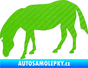 Samolepka Kůň 006 levá na pastvě 3D karbon zelený kawasaki