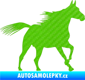 Samolepka Kůň 010 pravá 3D karbon zelený kawasaki