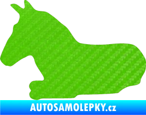 Samolepka Kůň 017 levá ležící 3D karbon zelený kawasaki