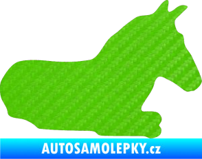 Samolepka Kůň 017 pravá ležící 3D karbon zelený kawasaki