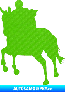 Samolepka Kůň 021 levá s jezdcem 3D karbon zelený kawasaki
