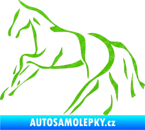 Samolepka Kůň 024 levá 3D karbon zelený kawasaki
