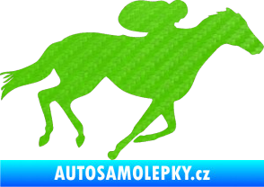 Samolepka Kůň 027 pravá závodí s jezdcem 3D karbon zelený kawasaki