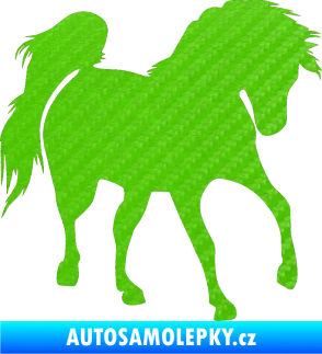 Samolepka Kůň 032 pravá 3D karbon zelený kawasaki