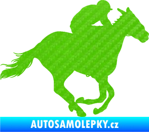 Samolepka Kůň 035 pravá 3D karbon zelený kawasaki