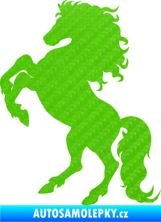 Samolepka Kůň 038 levá 3D karbon zelený kawasaki