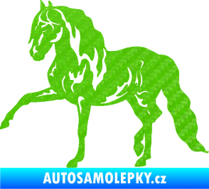 Samolepka Kůň 039 levá 3D karbon zelený kawasaki