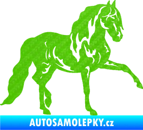 Samolepka Kůň 039 pravá 3D karbon zelený kawasaki