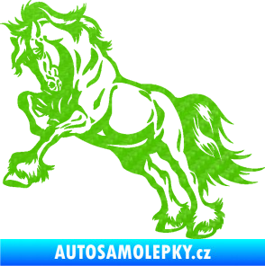 Samolepka Kůň 055 levá 3D karbon zelený kawasaki