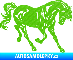 Samolepka Kůň 056 pravá 3D karbon zelený kawasaki
