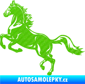 Samolepka Kůň 057 levá na zadních 3D karbon zelený kawasaki