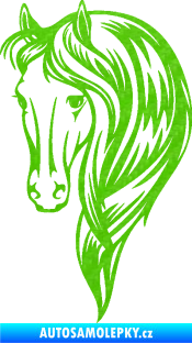 Samolepka Kůň 064 levá s hřívou 3D karbon zelený kawasaki