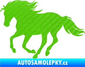 Samolepka Kůň 071 levá běžící 3D karbon zelený kawasaki