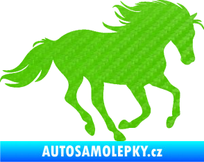 Samolepka Kůň 071 pravá běžící 3D karbon zelený kawasaki