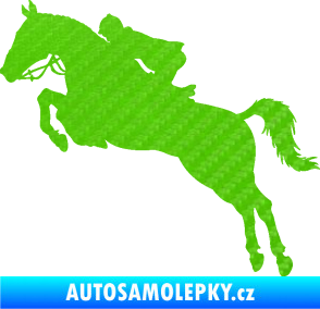 Samolepka Kůň 076 levá parkur 3D karbon zelený kawasaki