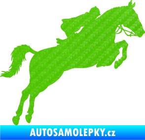 Samolepka Kůň 076 pravá parkur 3D karbon zelený kawasaki