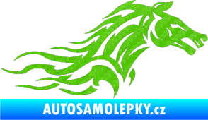 Samolepka Kůň 078 pravá 3D karbon zelený kawasaki