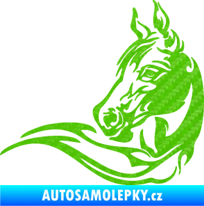 Samolepka Kůň 085 levá 3D karbon zelený kawasaki