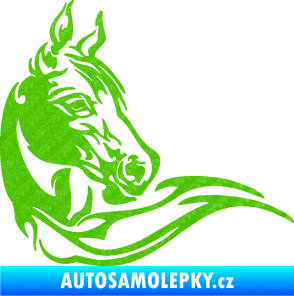 Samolepka Kůň 085 pravá 3D karbon zelený kawasaki