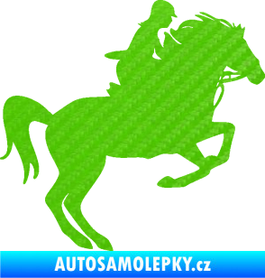 Samolepka Kůň 091 pravá skok 3D karbon zelený kawasaki