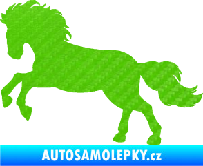 Samolepka Kůň 098 levá běh 3D karbon zelený kawasaki