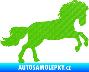 Samolepka Kůň 098 pravá běh 3D karbon zelený kawasaki
