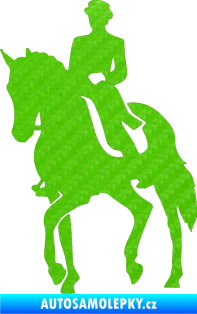Samolepka Kůň drezura levá 3D karbon zelený kawasaki
