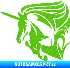 Samolepka Kůň jednorožec 001 levá 3D karbon zelený kawasaki