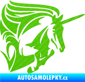 Samolepka Kůň jednorožec 001 pravá 3D karbon zelený kawasaki