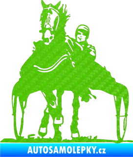 Samolepka Kůň klusák levá 3D karbon zelený kawasaki