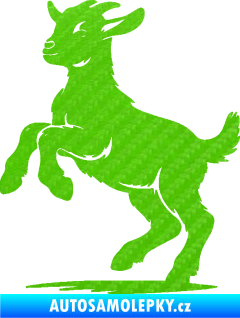 Samolepka Kůzle 001 levá mladý kozlík 3D karbon zelený kawasaki
