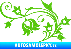 Samolepka Květina dekor 002 levá 3D karbon zelený kawasaki